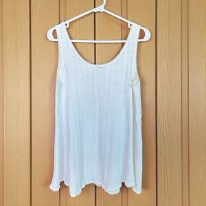 Coton Blanc White Knit Lace Tank Top Women's Size S Sleeveless Boho Vintage Look